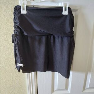 Black Drawstring Mini Skirt with Side Tie Detail